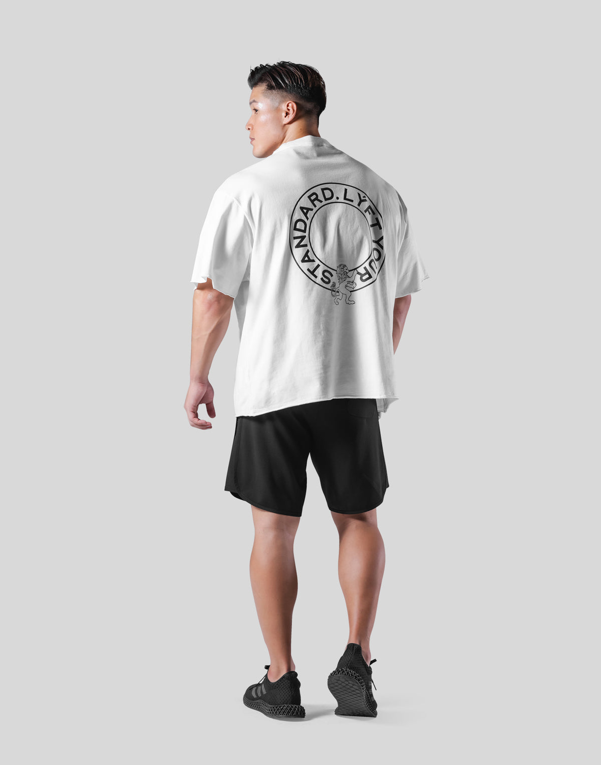 Back Emblem Cut-Off Big T-Shirt - White