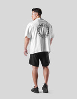 Back Emblem Cut-Off Big T-Shirt - White