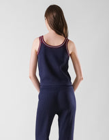 Tricolor Knit No Sleeve - Navy