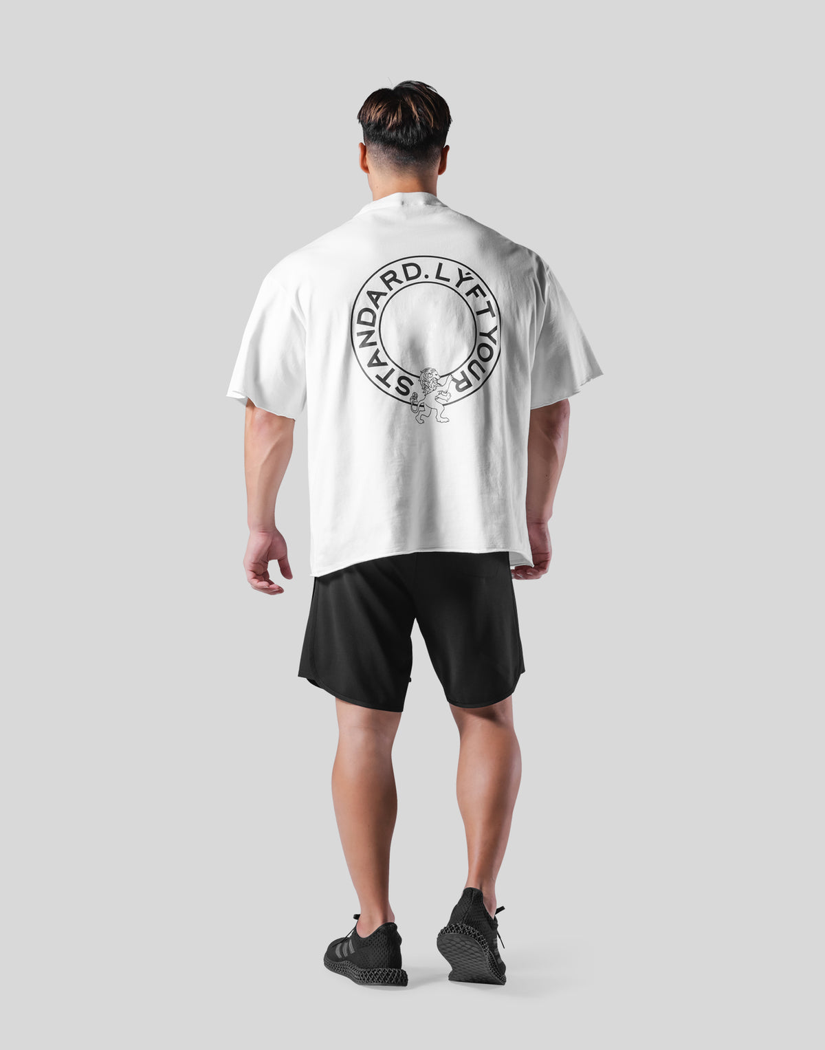 Back Emblem Cut-Off Big T-Shirt - White