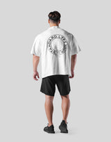 Back Emblem Cut-Off Big T-Shirt - White