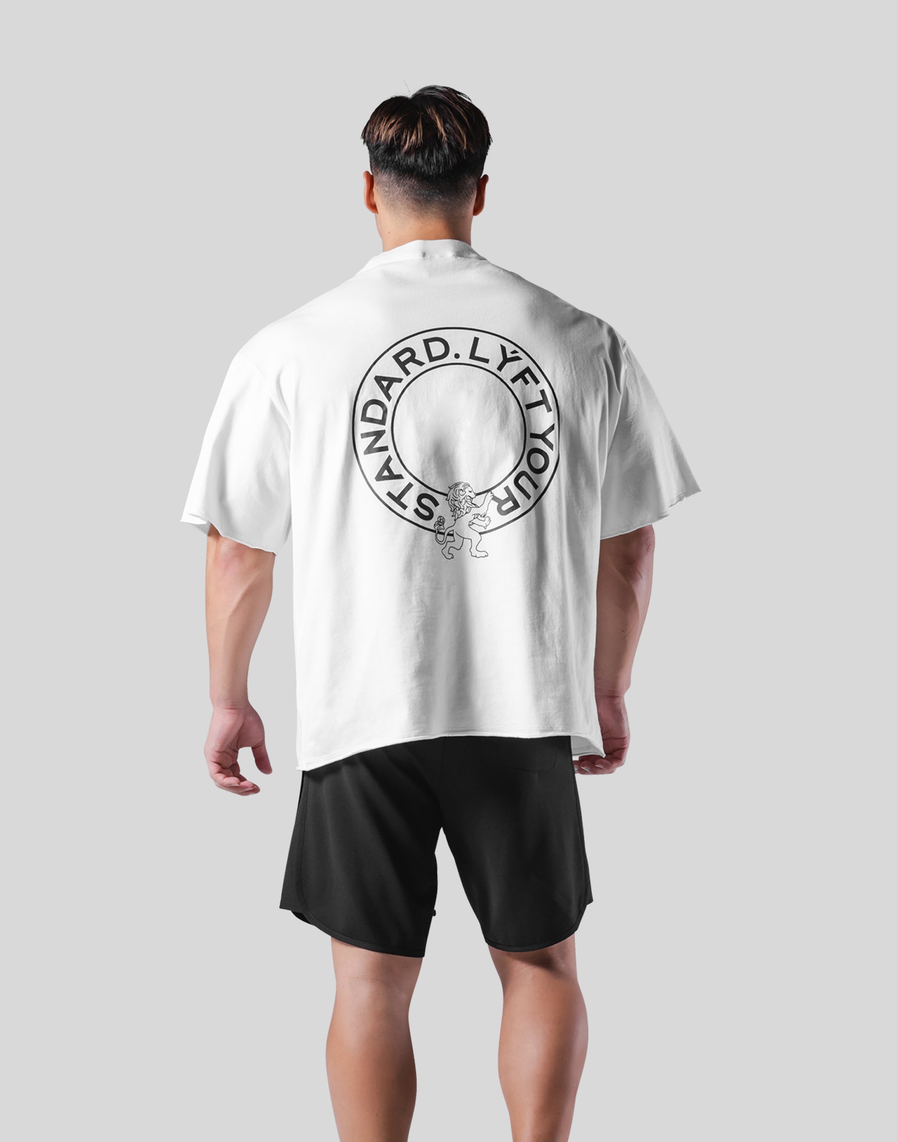 Back Emblem Cut-Off Big T-Shirt - White – LÝFT