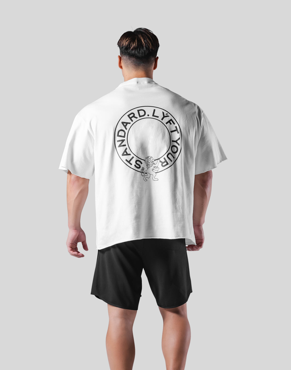 Back Emblem Cut-Off Big T-Shirt - White