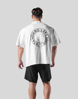 Back Emblem Cut-Off Big T-Shirt - White