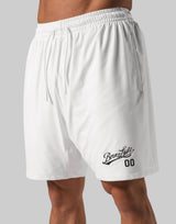 Script Logo Mesh Shorts - White