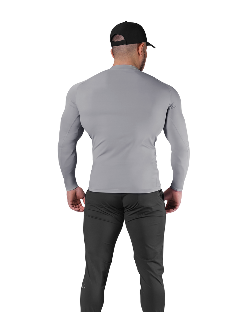 Slim Fit Stretch Long Sleeve T-Shirt - Grey