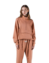 Half Zip 2Way Pocket Sweat Jacket - Coral