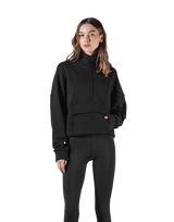Half Zip 2Way Pocket Sweat Jacket - Black