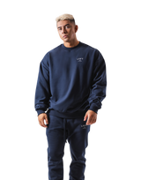 One Point Oversize Crew Neck Sweat - Navy