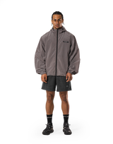 Stretch Nylon Wappen Hoodie Jacket - D.Grey