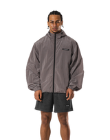 Stretch Nylon Wappen Hoodie Jacket - D.Grey