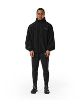 Stretch Nylon Wappen Hoodie Jacket - Black