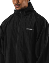 Stretch Nylon Wappen Hoodie Jacket - Black