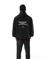 Stretch Nylon Wappen Hoodie Jacket - Black