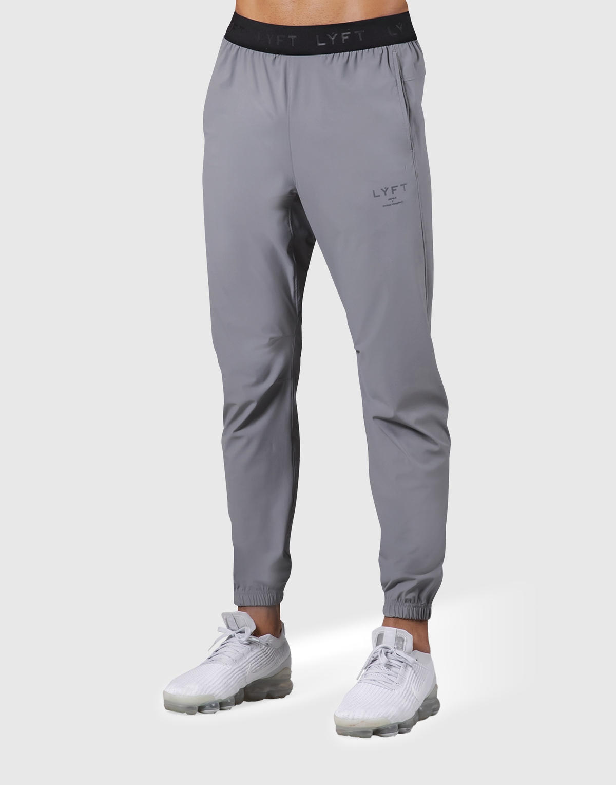 Logo Rib Stretch Slim Straight Pants - Grey