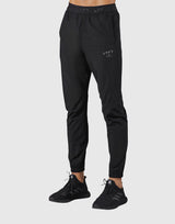 Logo Rib Stretch Slim Straight Pants - Black