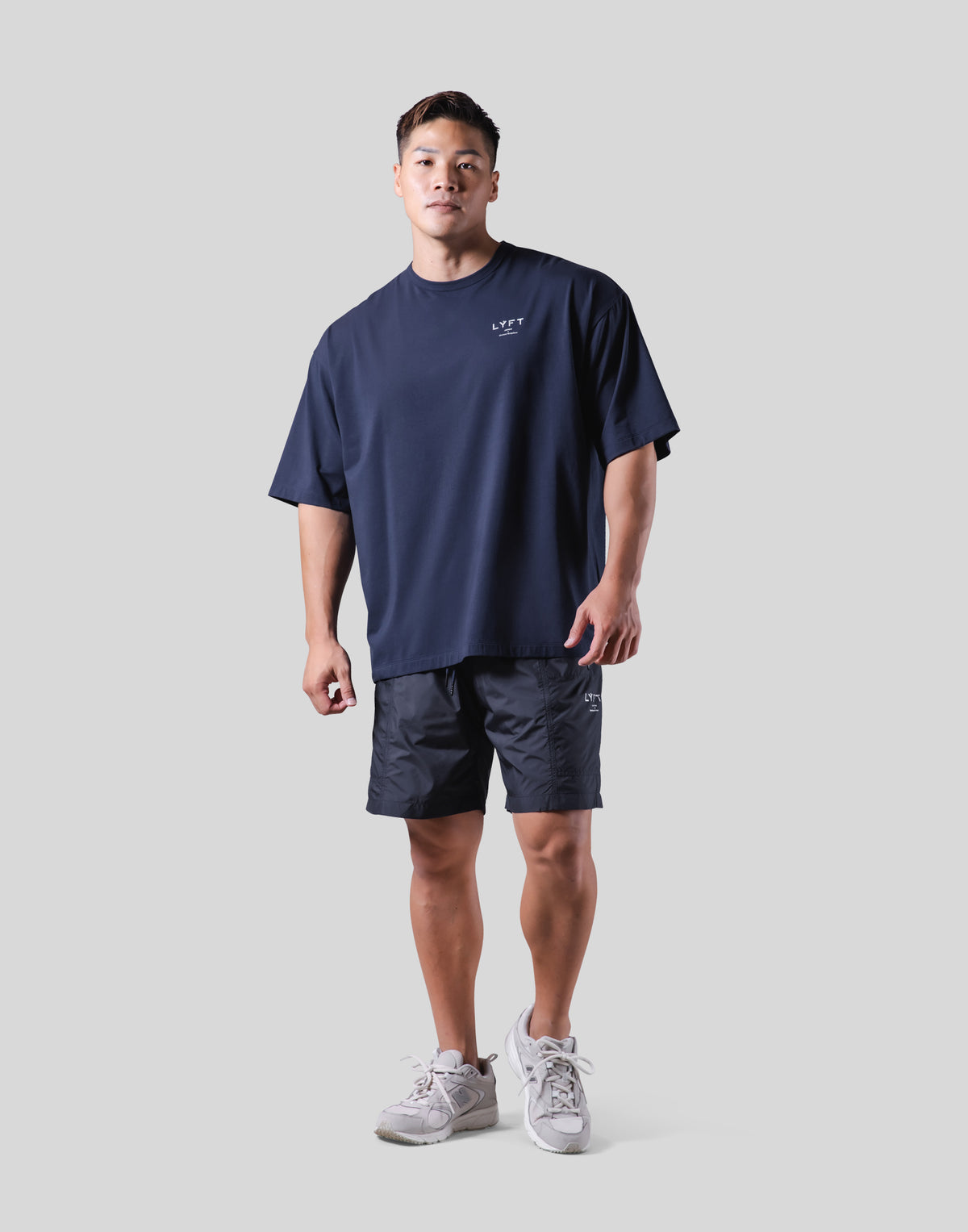 One Point Logo Stretch Big T-Shirt - Navy
