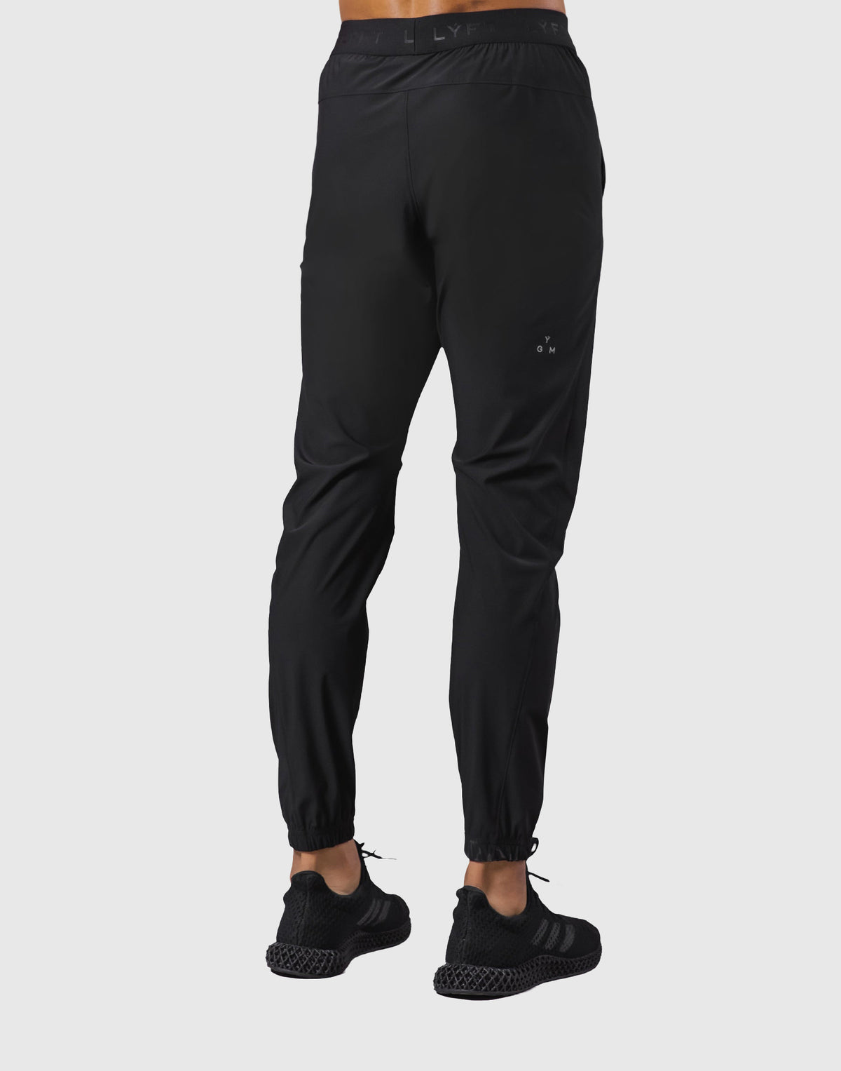 Logo Rib Stretch Slim Straight Pants - Black