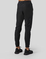 Logo Rib Stretch Slim Straight Pants - Black