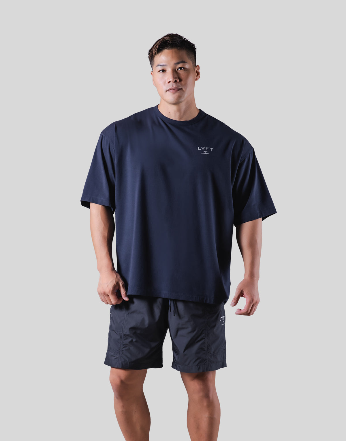 One Point Logo Stretch Big T-Shirt - Navy
