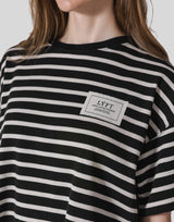 Woven Stripe Wide T-Shirt - Black