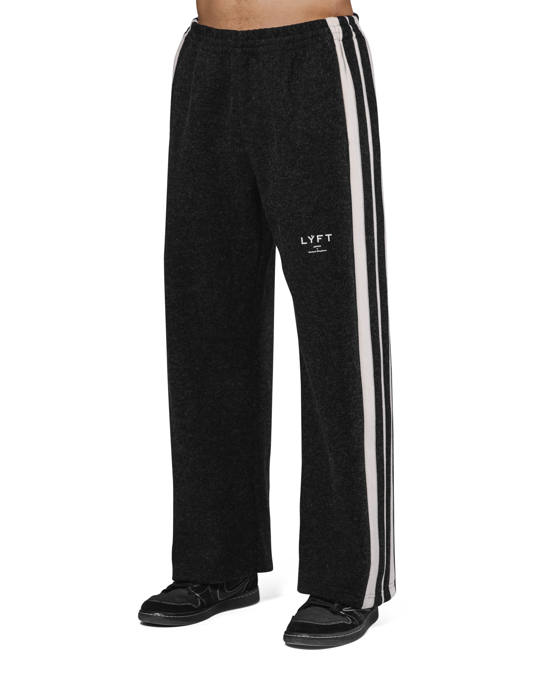LYFT トレーニングパンツ ブラック L Wide Line Wool Like Pants LYFT トレーニングパンツ ブラック L Wide Line Wool Like Pants