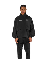 Basic Nylon Zip Up Jacket - Black