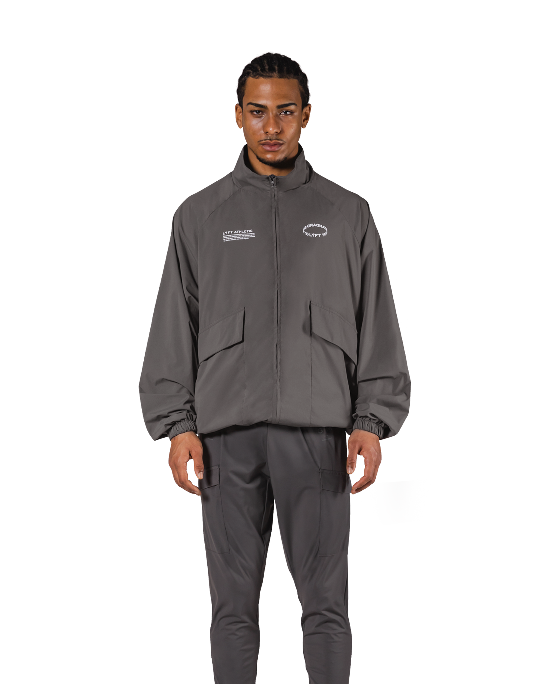 Basic Nylon Zip Up Jacket - D.Grey – LÝFT Basic Nylon Zip Up Jacket - D.Grey – LÝFT