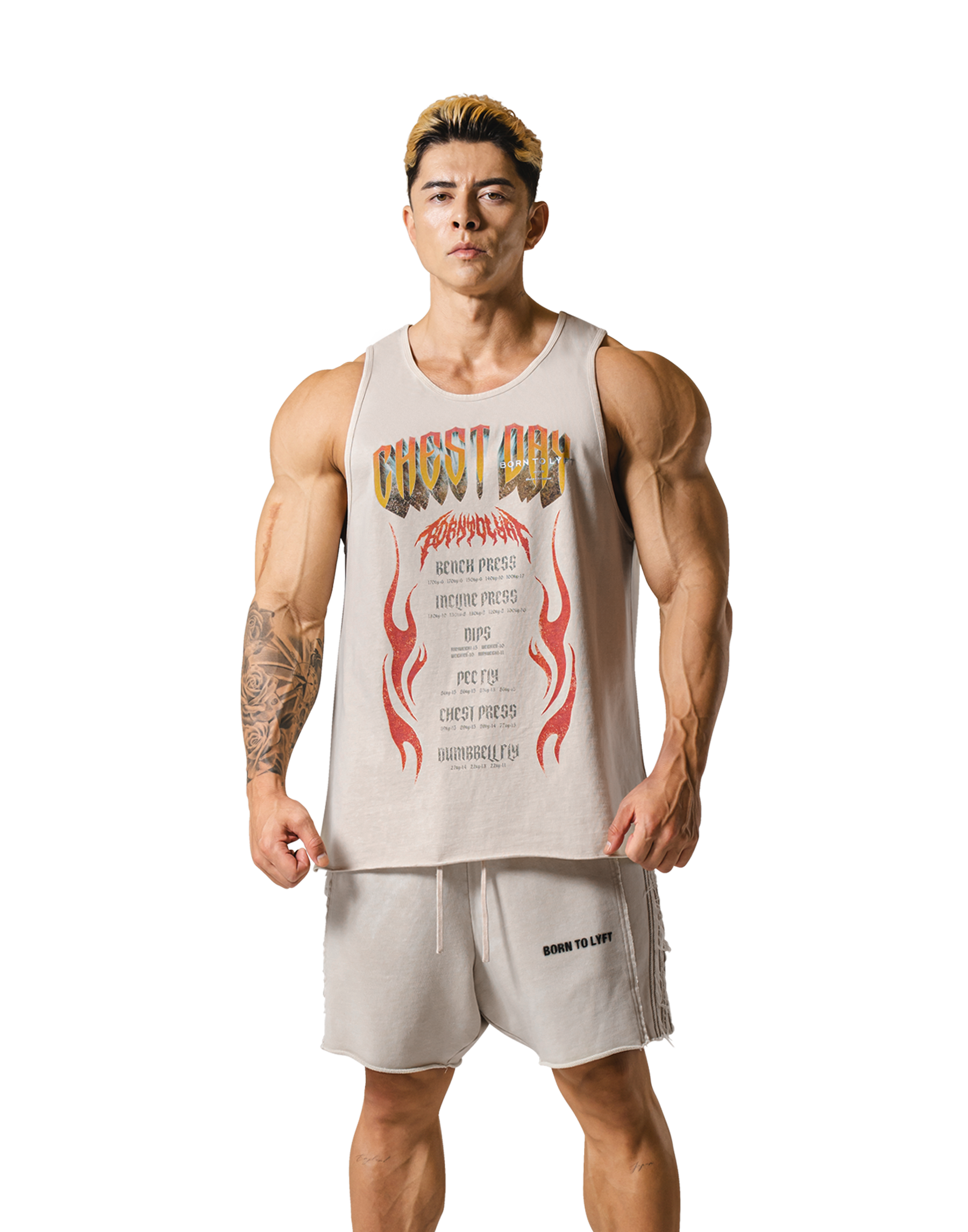 Chest Day Vintage Tanktop - Ivory – LÝFT