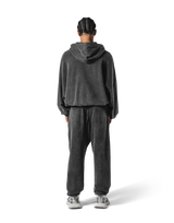 Oversize Vintage Sweat Zip-Up Hoodie - Black