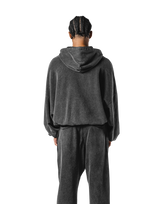 Oversize Vintage Sweat Zip-Up Hoodie - Black