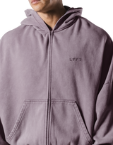 Oversize Vintage Sweat Zip-Up Hoodie - Purple