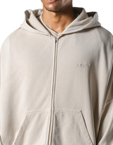 Oversize Vintage Sweat Zip-Up Hoodie - Ivory