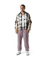 Cut-Off layered Oversize Check Shirt - Ivory