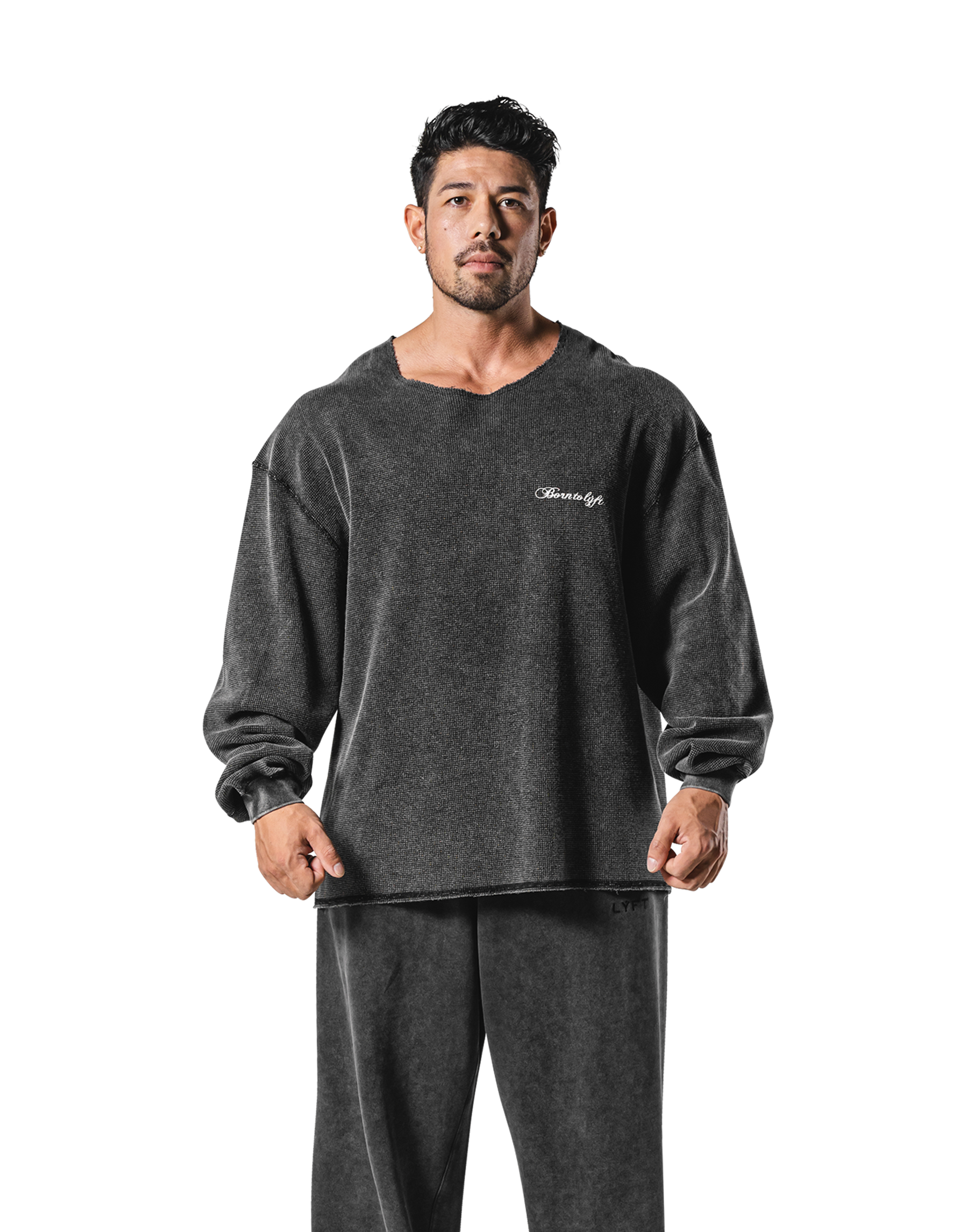 LYFT カットオフ ロングTシャツ Cut-Off Vintage thermal Long T-Shirt - Black – LÝFT