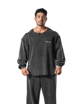 Cut-Off Vintage thermal Long T-Shirt - Black