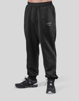 Emblem Loose Fit Jersey Pants - Black
