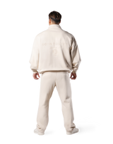 Stand Collar Zip-Up Oversize Sweat Jacket - Ivory