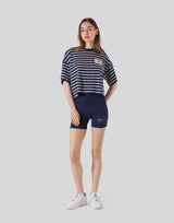Woven Stripe Wide T-Shirt - Navy