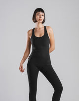Comfort Back-Cross Long Jumpsuit - Black