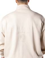 Stand Collar Zip-Up Oversize Sweat Jacket - Ivory