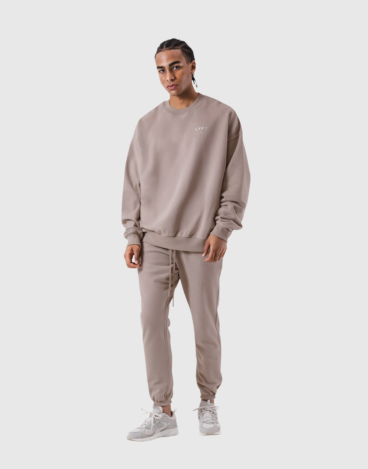 One Point Oversize Crew Neck Sweat - Beige