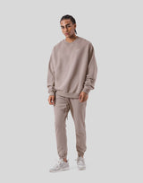 One Point Oversize Crew Neck Sweat - Beige