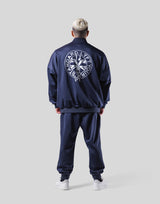 Back Emblem Oversize Track Jacket - Navy