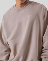One Point Oversize Crew Neck Sweat - Beige