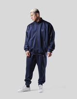 Back Emblem Oversize Track Jacket - Navy