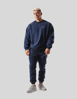 One Point Oversize Crew Neck Sweat - Navy