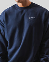 One Point Oversize Crew Neck Sweat - Navy