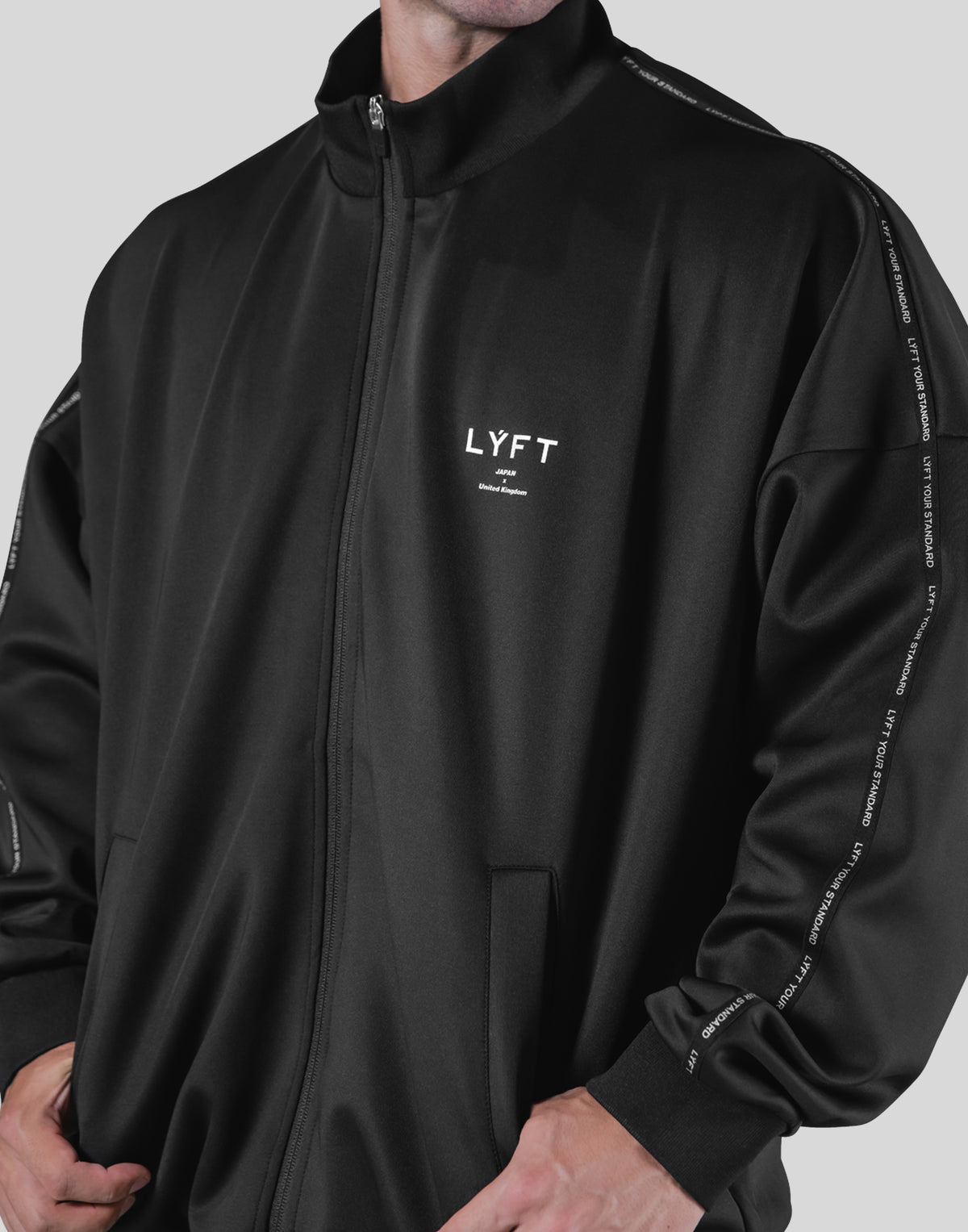 Back Emblem Oversize Track Jacket - Black