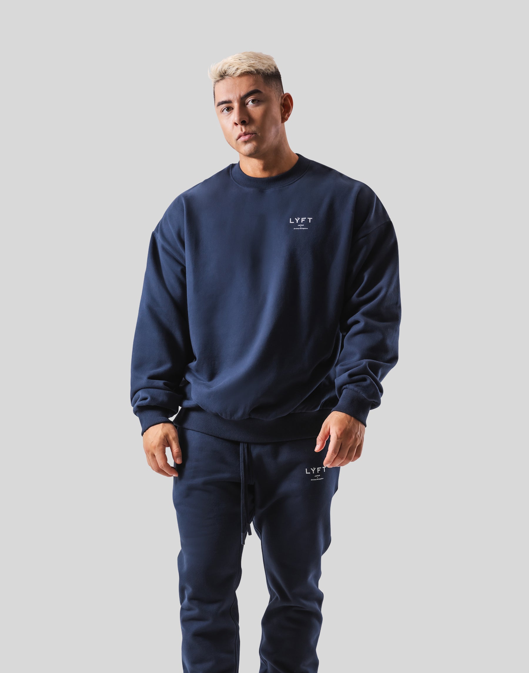 One Point Oversize Crew Neck Sweat - Navy